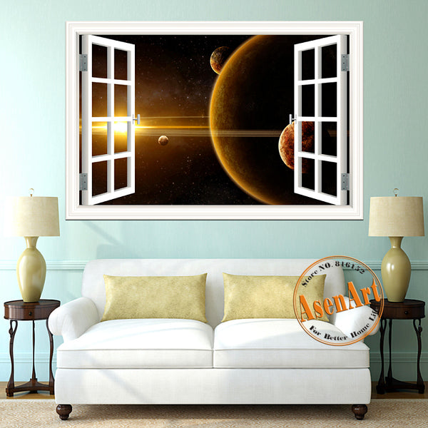 Scenic Outer Space Window View Wall Decals