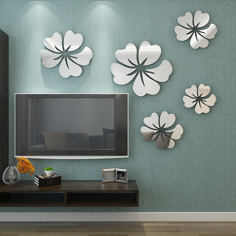 Amazing 5 Piece Reflective Flower Wall Decals
