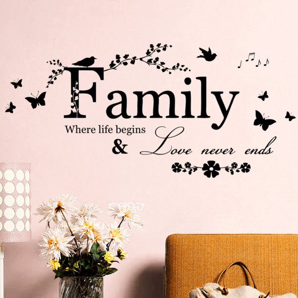 Family Love Never Ends Quote Decal