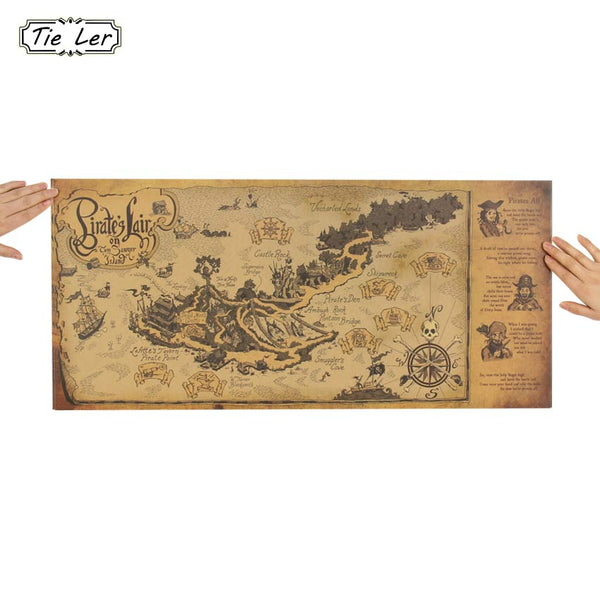 Retro Pirate World Map Wall Decal