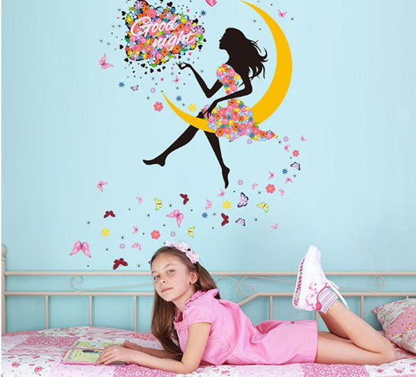 Pretty 3D Girl Fairy & Flowers Wall Mural