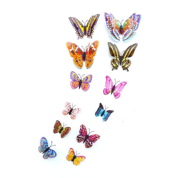 12 Piece 3D Butterfly  Glow In Dark Decals