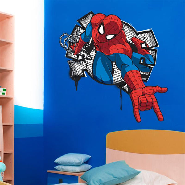 3D Effect Mini Spiderman Cartoon Wall Decal