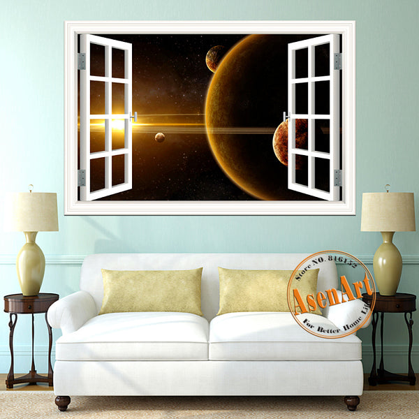 Scenic Outer Space Window View Wall Decals