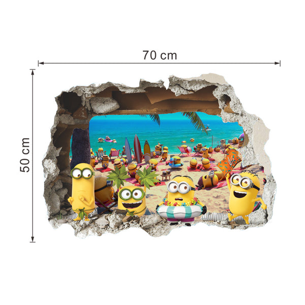 3D Minions Beach Wall Decal