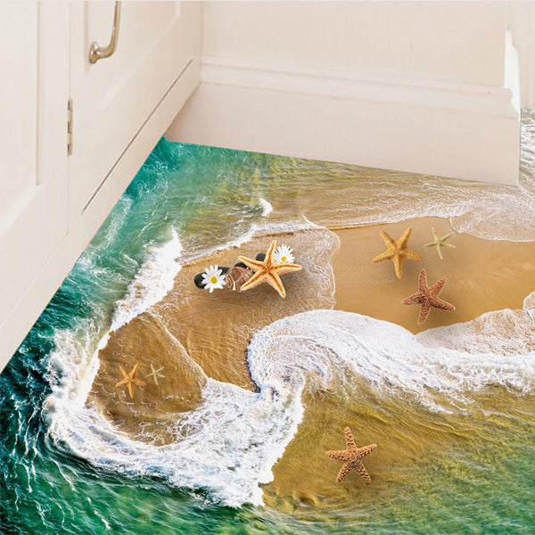 3D Bathroom Beach Stone Floor Decal