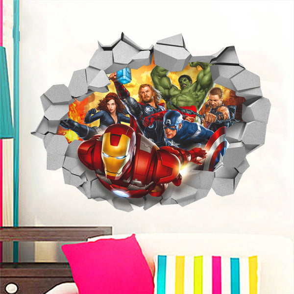 3D Avengers Through  Wall Decal