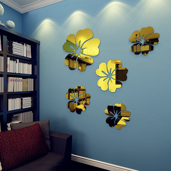 Amazing 5 Piece Reflective Flower Wall Decals