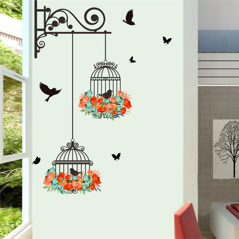 Colorful Flower Birdcage Wall Decor