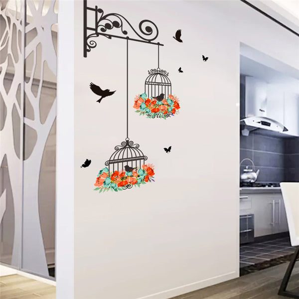 Colorful Flower Birdcage Wall Decor