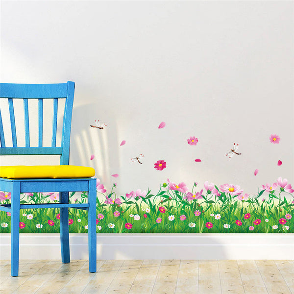 Colorful Flowers & Dragonflies Wall Decoration