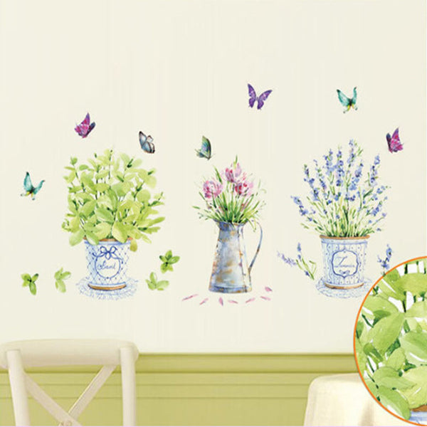 Elegant Flower Pot Butterfly Wall Decor
