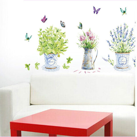 Elegant Flower Pot Butterfly Wall Decor