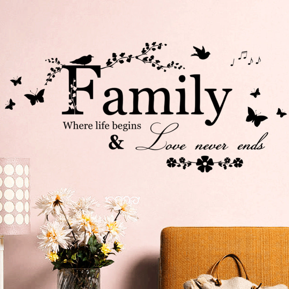 Family Love Never Ends Quote Decal