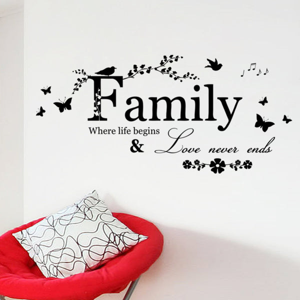 Family Love Never Ends Quote Decal