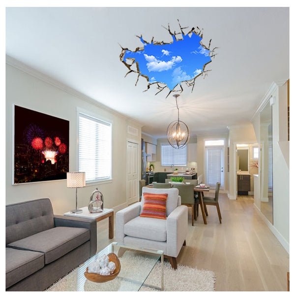 Creative 3D Blue Sky Clouds Wall Decal