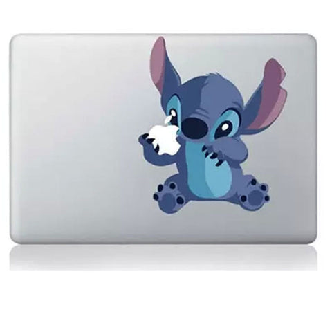 Cute Stitch Holding Apple MacBook Decal