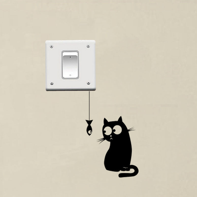 Hungry Cat Funny Switch Decor