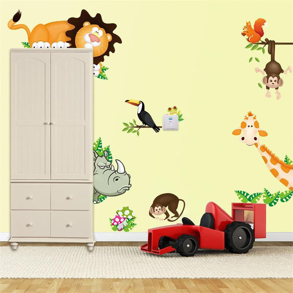 Cute Jungle Forrest Animal Theme DIY Wall Decal