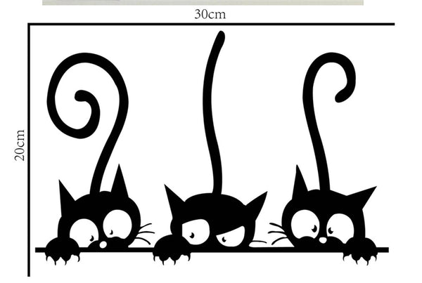 Lovely Three Black Cat DIY Wall Decals