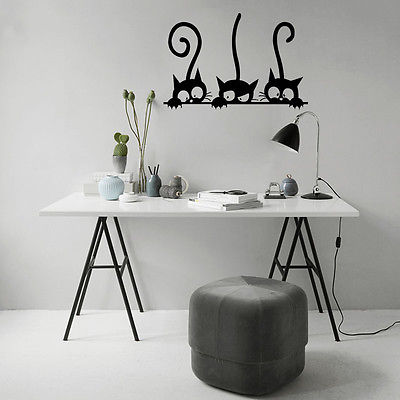 Lovely Three Black Cat DIY Wall Decals