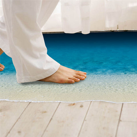 New  3D Beach  Floor Mural Decal