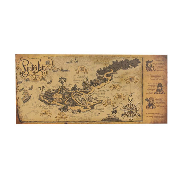 Retro Pirate World Map Wall Decal