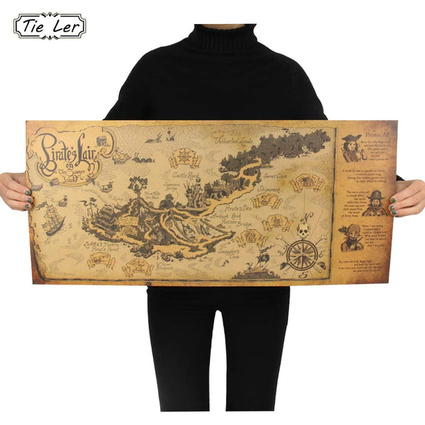 Retro Pirate World Map Wall Decal
