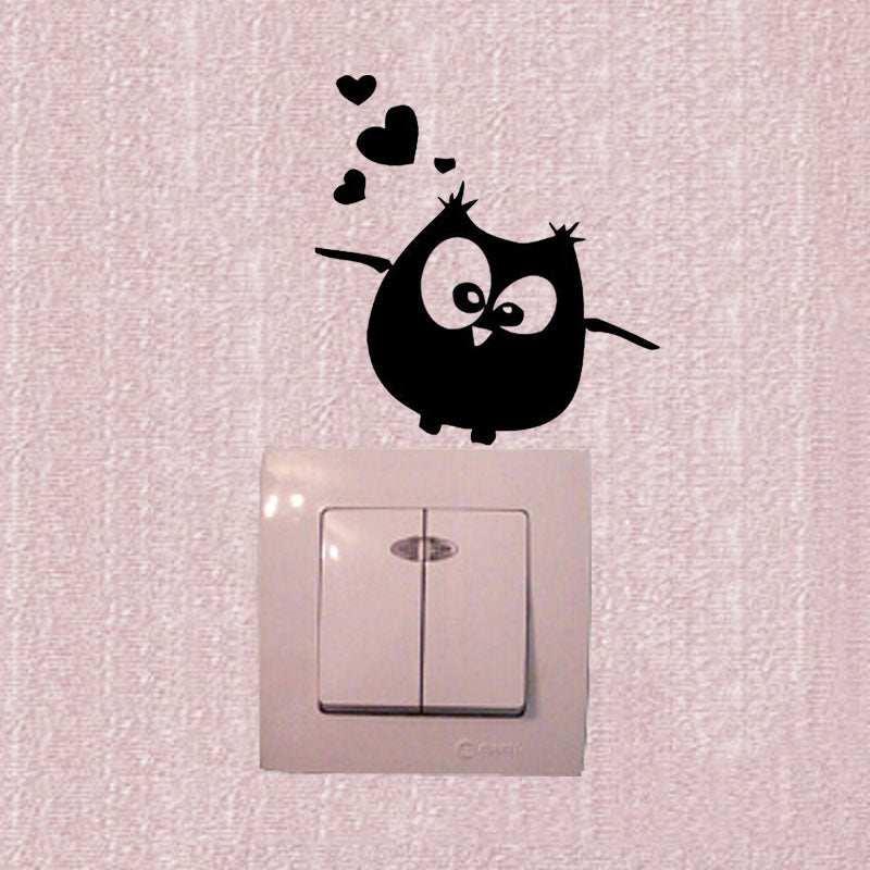 Cute Owl With Hearts Wall Decal