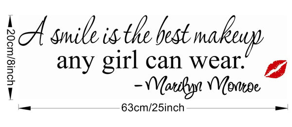 A Smile Is The Best Makeup Marilyn Monroe Quote Decal