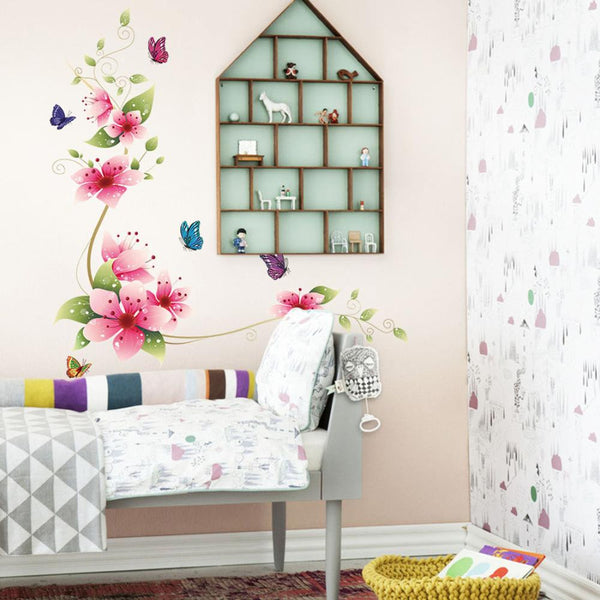 3D Flower And Butterfly Wall Decal