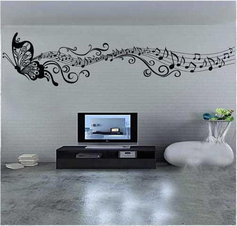 Elegant Butterfly Music Wall Decal