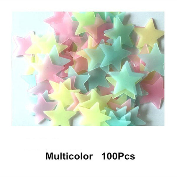 3D Glowing Star Stickers - 100 Pieces