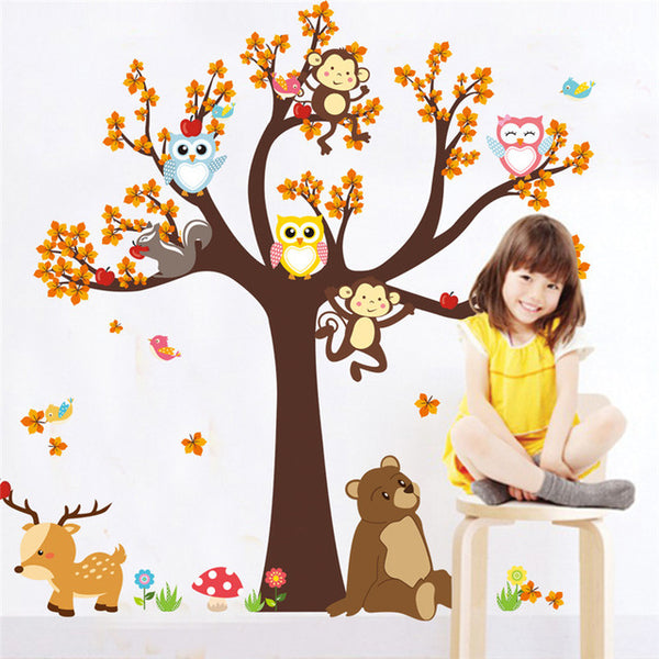 Forest Tree Branch Cartoon Creatures Wall Mural