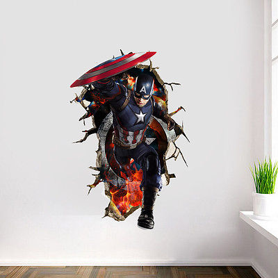 3D Captain America Wall Decal