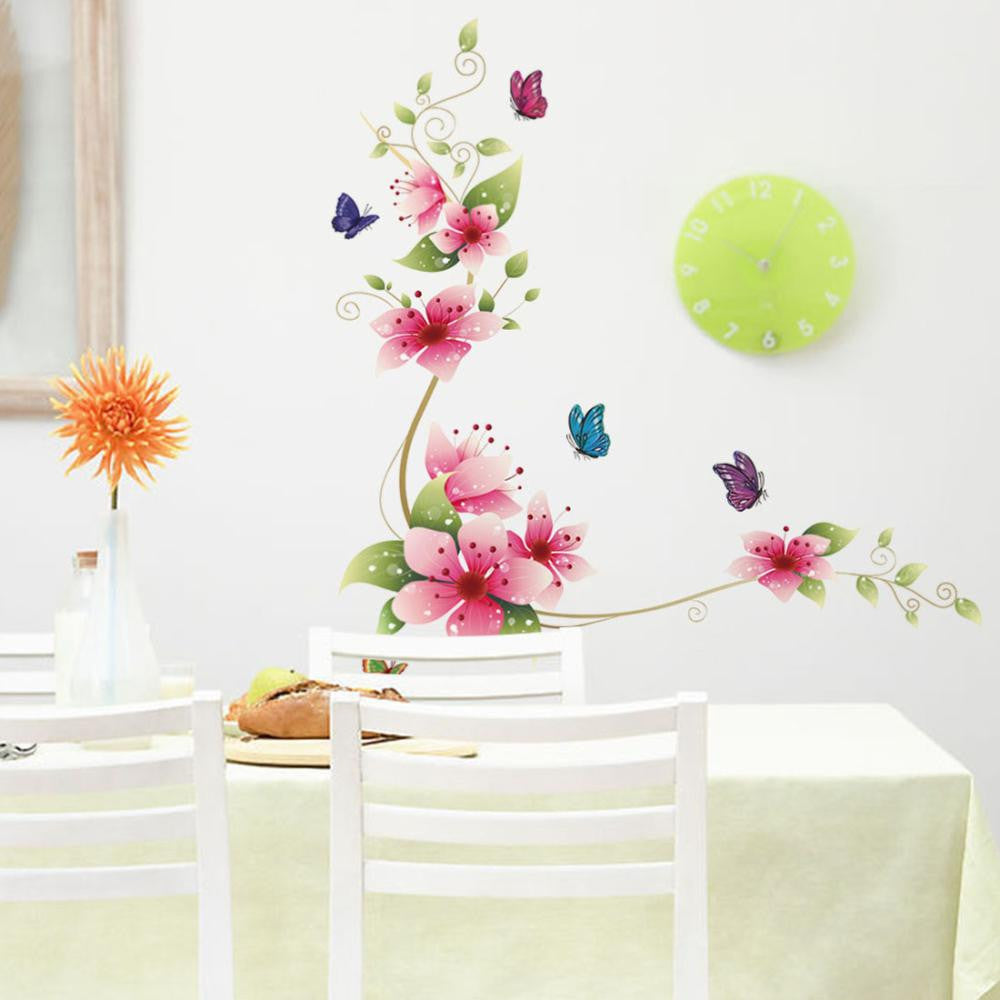 3D Flower And Butterfly Wall Decal