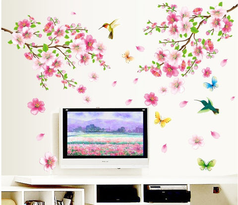 Elegant 3D Peach Blossom Wall Decal