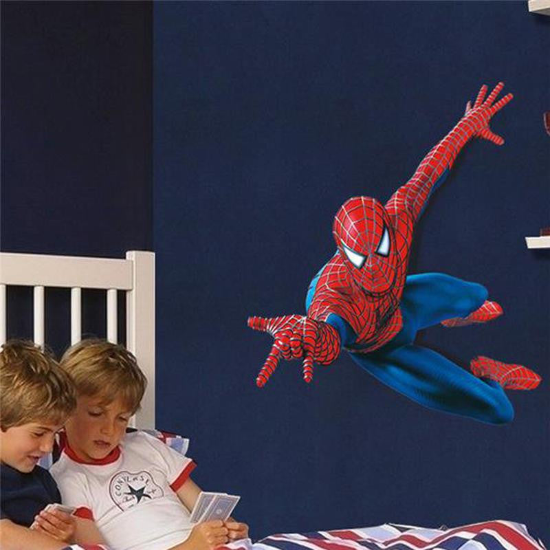  Spiderman Wall Decal PVC Material 3D Cartoon Sticker for Kids  Room Bedroom Wall Decoration, Spiderman Room Decoration for Boys : Baby