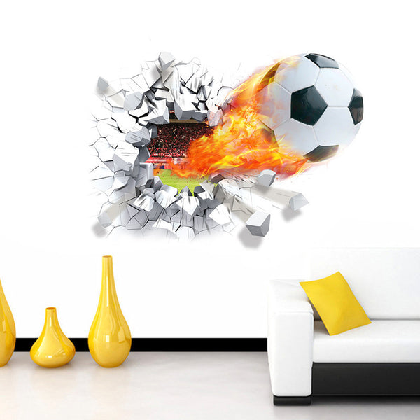 3D Soccer Ball Through The Wall Decal - Limited Time