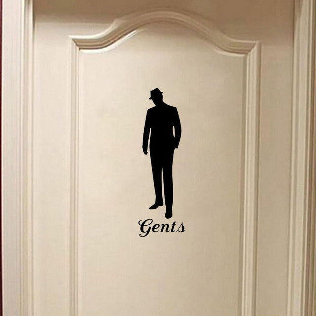Stylish Vintage Man Woman Bathroom Door Decals