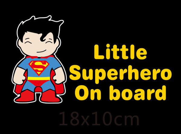 Little Superhero On Board Reflective Car Decal