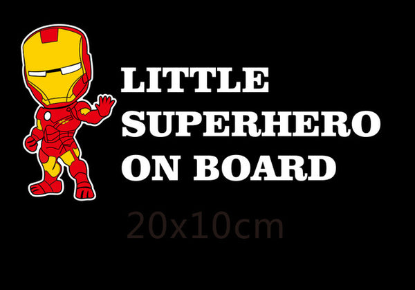 Little Superhero On Board Reflective Car Decal