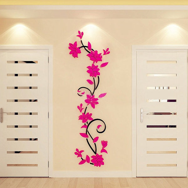3D Romantic Rose Flower Wall Decals - LIMITED EDITION