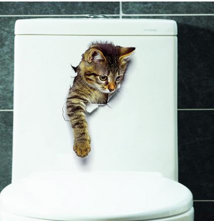 Fun 3D Kitten Poking Through Wall  Decals - LIMITED SUPPLY